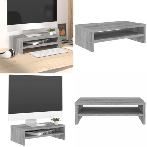 Support de moniteur Sonoma gris 42x24x13 cm Bois d'ingénierie - Support Moniteur - Meuble Tv - Bureau Informatique - Rangement Ordinateur - Élévation Écran - Home & Living