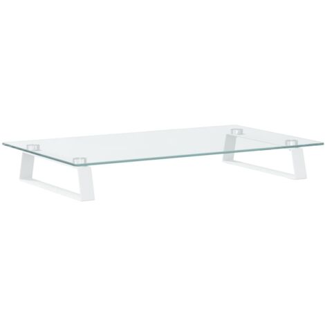 Support de moniteur  Support d'écran blanc 60x35x8 cm verre trempé et métal CFW82866