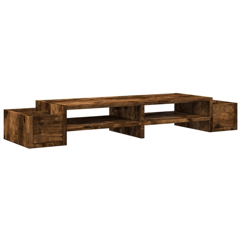Support de moniteur table meuble bureau avec rangement bois d'ingénierie marron