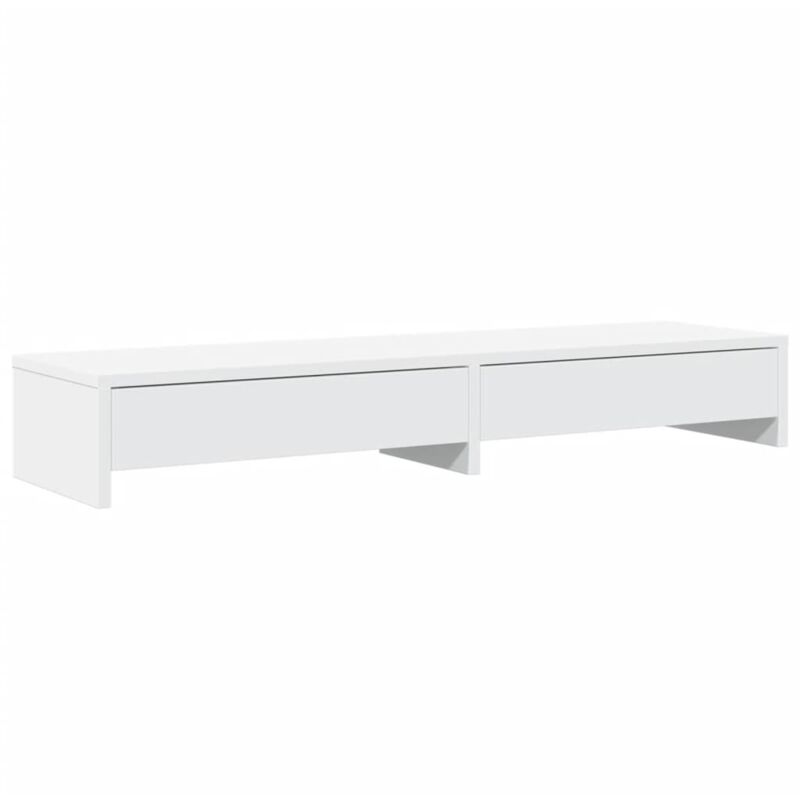 Support de moniteur table meuble bureau avec tiroirs bois d'ingénierie blanc