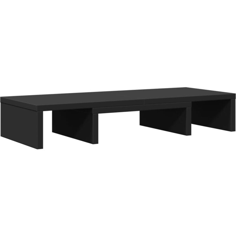 Helloshop26 - Support de moniteur table meuble bureau réglable bois d'ingénierie noir
