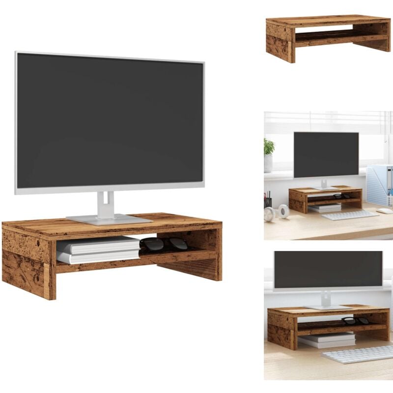 Support de moniteur vieux bois 42 x 24 x 13cm bois d'ingénierie - Support De Moniteur - Supports De Moniteur - Support D'ordinateur - Support D'écran