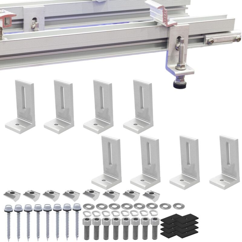 Gotrays - Support de montage photovoltaïque pour toit en tuiles d'acier de couleur, pied en l, 8 pièces, support en alliage d'aluminium pour panneau