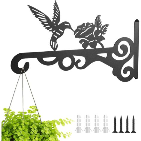 Support de panier suspendu noir de 25,4 cm, supports muraux pour paniers suspendus d'extérieur, crochets pour plantes, mangeoires à oiseaux, lanternes