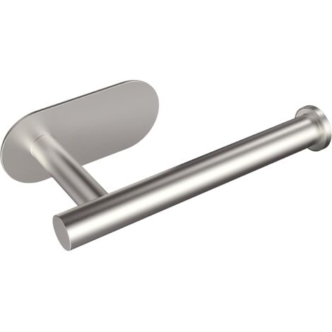 Support de papier toilette adhésif Nickel brossé support de papier toilette en acier inoxydable pour salle de bain WC mural 1pc (court - plaque sans clous argent brossé)