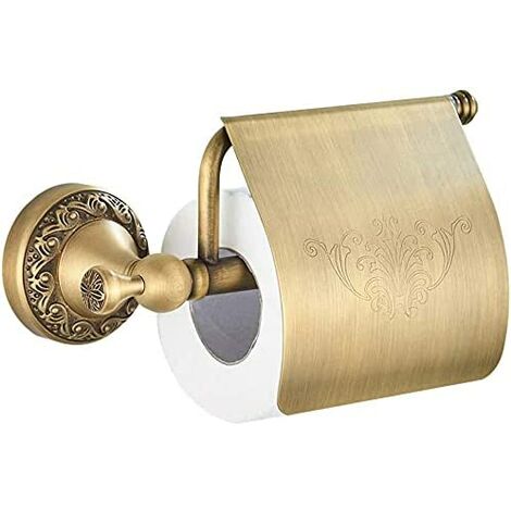 Support de Papier Toilette avec Couvercle en Laiton Retro Porte-Rouleau Murale