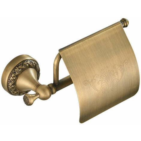 Support de Papier Toilette avec Couvercle en Laiton Retro Porte-Rouleau Murale