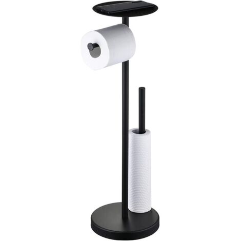 Support de Papier Toilette avec Étagère, Porte-Rouleau de Papier Toilette avec Le Stockage, Distributeur de Papier Toilette pour Salle de Bain, Noir Mat/Acier Inoxydable SUS304