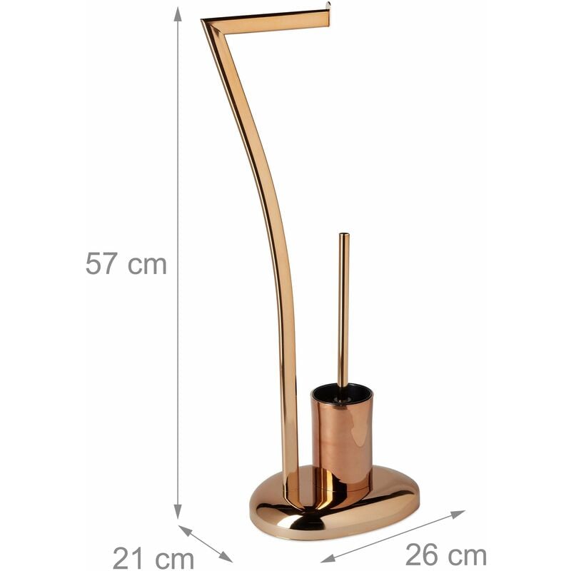 Support de papier-toilette avec porte-brosse inox laqué cuivre 75 cm