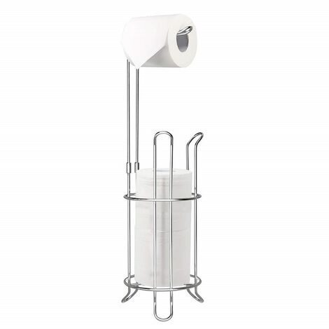 support de papier toilette – porte-rouleaux autoportant pour la salle de bain – dérouleur de papier WC en métal pour 4 rouleaux – montage sans perçage – argenté
