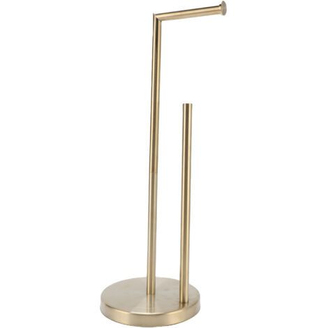 Support de papier toilette sur pied – Design moderne et compact, accessoire gain de place pour salle de bain et cuisine – Finition dorée