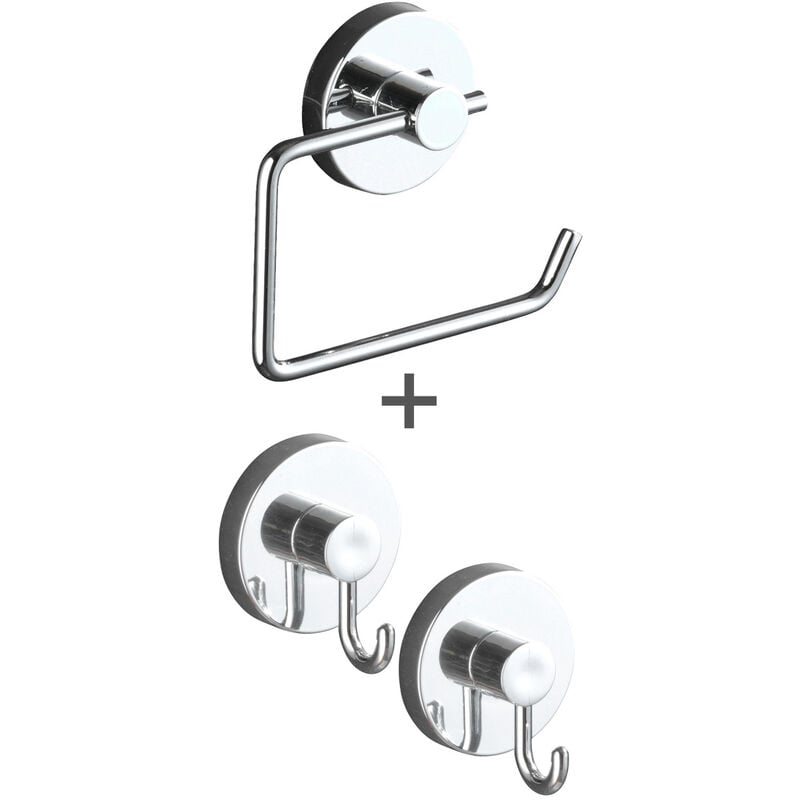 Porte-papier toilette Wenko Milazzo 3 pièces sans percer chromé support papier wc fixation sans percer salle de bain accessoires salle de bain