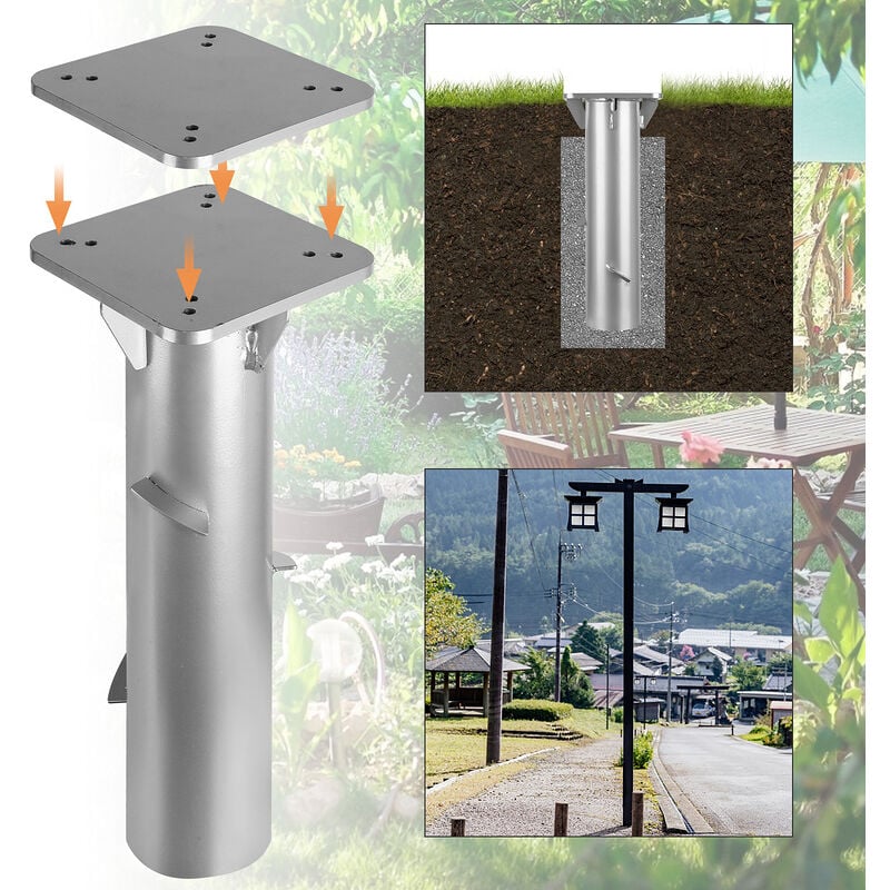 Support de Parasol base balcon rampe plaque de sol universel argent métal inoxydable
