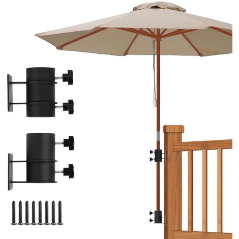 Support de Parasol de terrasse, en Acier Inoxydable pour Base de Parasol d'extérieur – Support de Fixation pour Balustrade de terrasse, Balcon ou Cour extérieure (Convient jusqu'à 5,1 cm de
