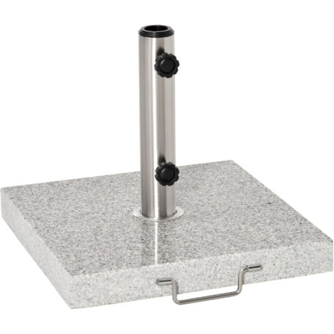 Support de parasol en acier inoxydable avec poignées, porte-parapluie semi-circulaire, poids pour parasol Ø3,8-4,8 cm, balcon, terrasse, jardin, gris