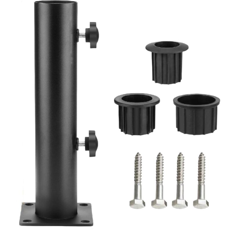 Aiperq – Support de parasol acier lourd pour balustrades et bancs – Fixation simple – Compatible avec poteaux de 2,8 à 4,8 cm – Traitement antirouille