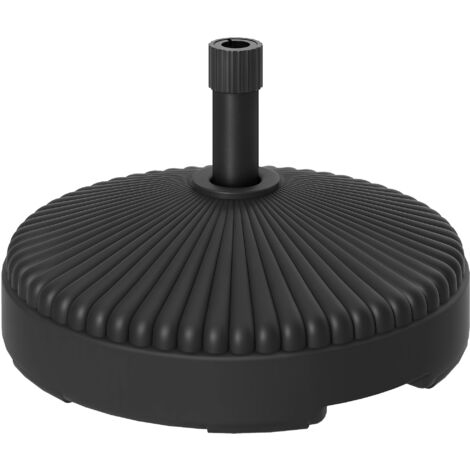 Support de parasol rond en HDPE résistant, à remplir d'eau ou de sable, pour terrasse, piscine ou patio, diamètre 55 cm, hauteur 30 cm, couleur noir.