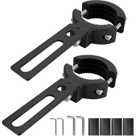 Support de phare moto réglable Ø20–38 mm – Lot de 2 supports universels pour phares moto, Fixations en aluminium ajustables à 360° pour guidon, fourche et pare‑chocs, adaptées pour feux antibrouillard