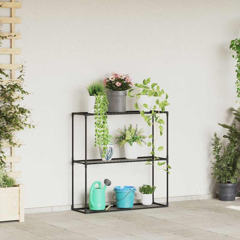 vidaXL Support de plantes à 3 niveaux Noir 100 x 32 x 102 cm Acier