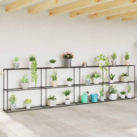 Support de plantes à 3 niveaux Noir 400 x 32 x 104 cm Acier vidaXL