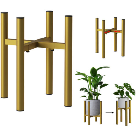Support de plantes ajustable Or Métal 30 cm Support de fleurs 96474 Tabouret de fleurs Ajustable Moderne Tabouret de plantes Colonne de fleurs