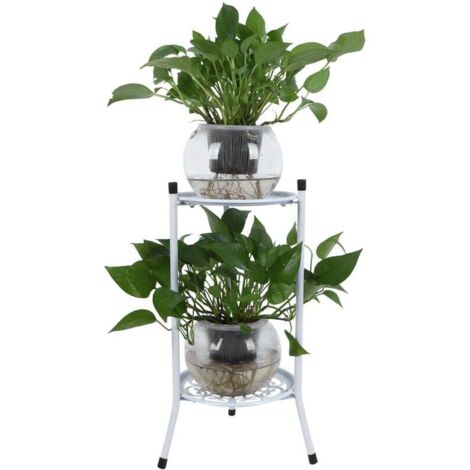 Support de plantes en métal, 50 cm, support pour pot de fleurs, support à 2 niveaux, pour l'intérieur et l'extérieur