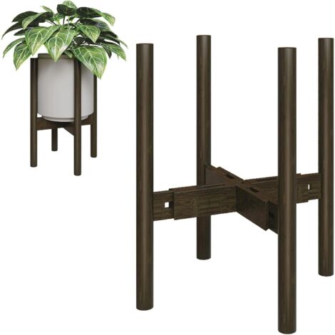 Support de plantes réglable en bois du milieu du siècle - Cache pot sur pied moderne pour pot de fleurs - Tabouret plante et piédestal pour plantes pour intérieur et extérieur