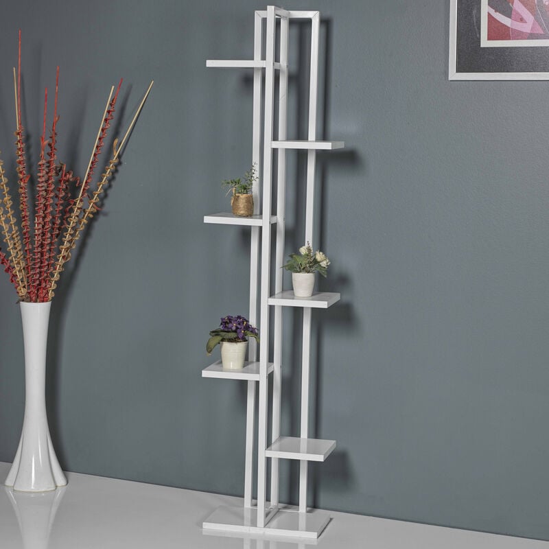 [en.casa] - Support de plantes Somero à 6 niveaux 150 x 34 x 21 cm blanc