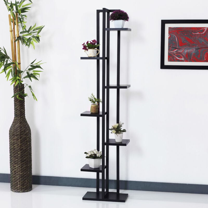 [en.casa] - Support de plantes Somero à 6 niveaux 150 x 34 x 21 cm noir