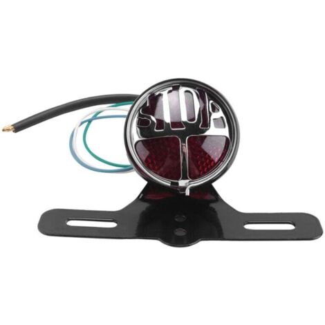 Support de Plaque D Immatriculation Moto Rétro avec Feu Stop Arrière pour Chopper