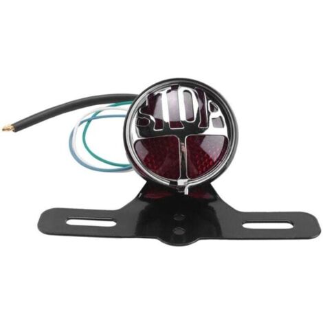 Support de Plaque D Immatriculation Moto Rétro avec Feu Stop Arrière pour Chopper