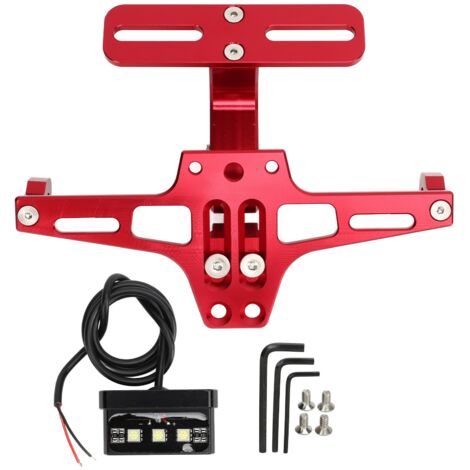 Support de plaque d'immatriculation de moto support de plaque d'immatriculation réglable avec feu arrière rouge