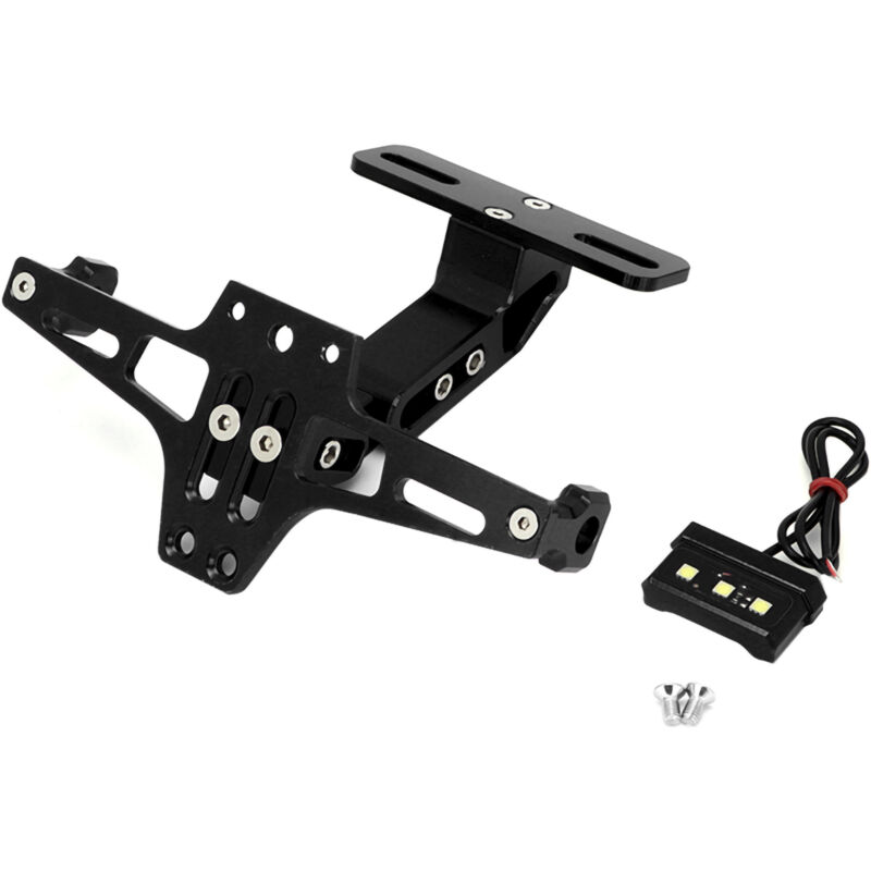Jeffergarden - Support de plaque d'immatriculation télescopique réglable en alliage d'aluminium avec lumière led pour moto