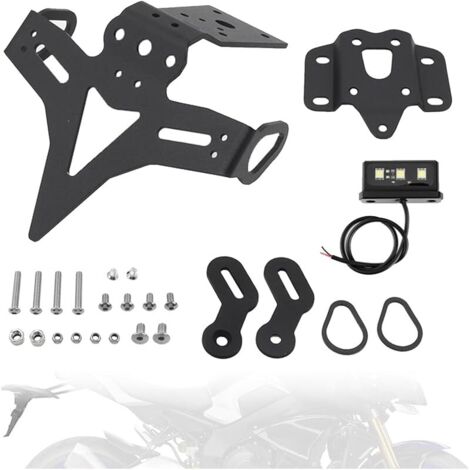 Support De Plaque Moto pour Yamaha Mt-07 2018-2023/Mt-07 2014-On/Fz-07 2018-2023/Fz-07 2014-On Support Plaque Moto Porte Plaque Immatriculation RéGlable avec Feu ArrièRe