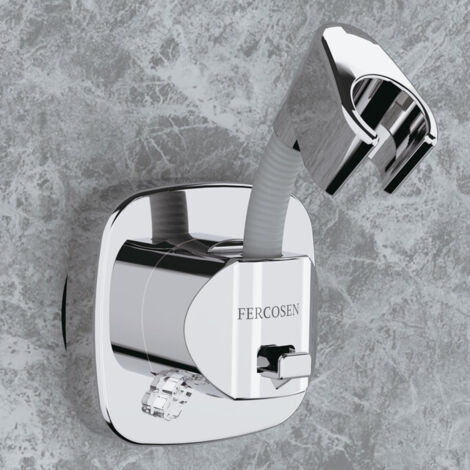 Support de Pommeau de Douche à Ventouse Réglable 360° - Support de Douchette Mural sans Perçage, Anti-Rouille, Charge 10kg - Argent