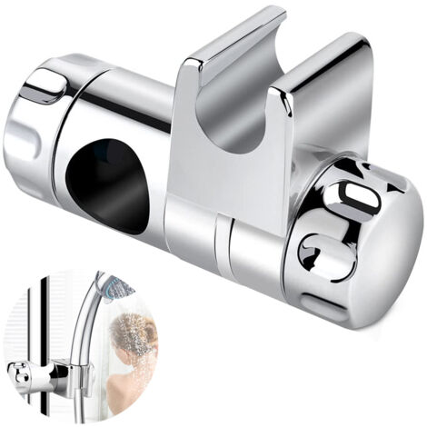 Support de pommeau de douche en laiton chromé, réglable et compatible avec toutes les barres de douche coulissantes, avec design antidérapant et rotation.