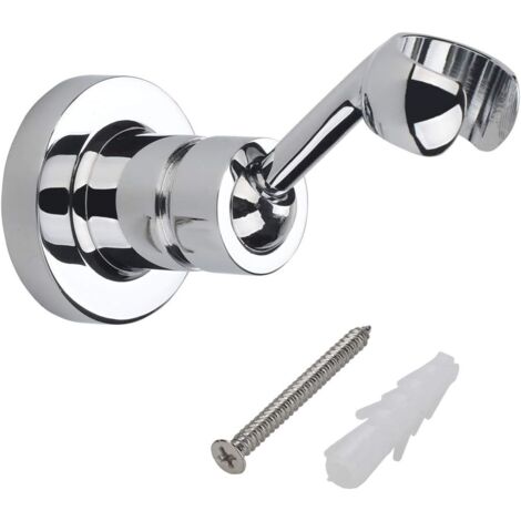 Support de pommeau de douche mural en cuivre chromé, réglable à 360°, compatible avec pommeau de douche à main et flexible standard.