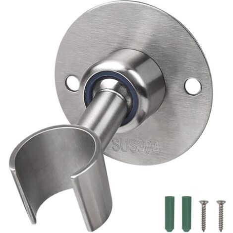 Support de pommeau de douche mural réglable à 360° en acier inoxydable 304, support G1/2 pour flexible de douche, fixation murale avec vis, finition argent brossé