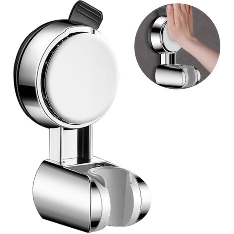 Support de Pommeau de Douche - Ventouse Puissante Sans Percer, Support Réglable pour Douchette, RVs et Salle de Bain (Argenté)