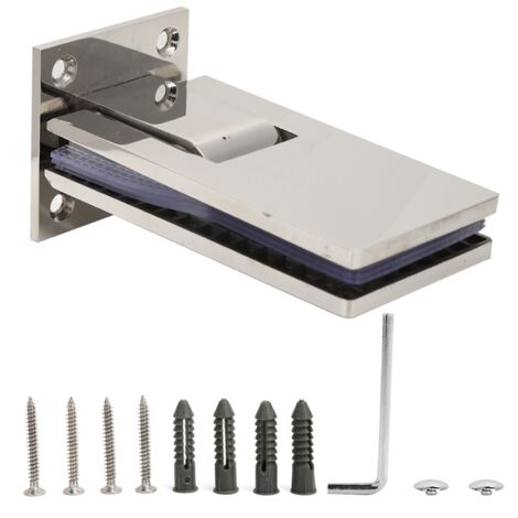 Support de Porte de Douche en Acier Inoxydable Double Face, Clip à 90 Degrés pour Porte en Verre de Salle de Bain, Fixation pour Maison