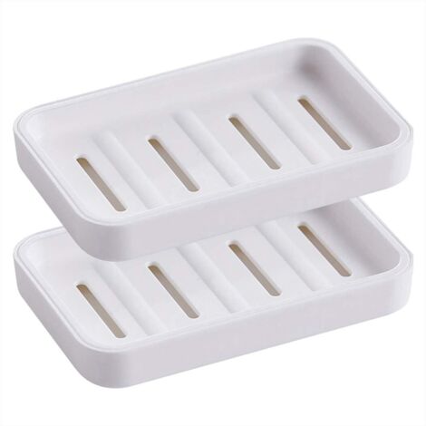 Support de porte-savon de vidange de salle de bain en plastique 2 PCS (blanc)