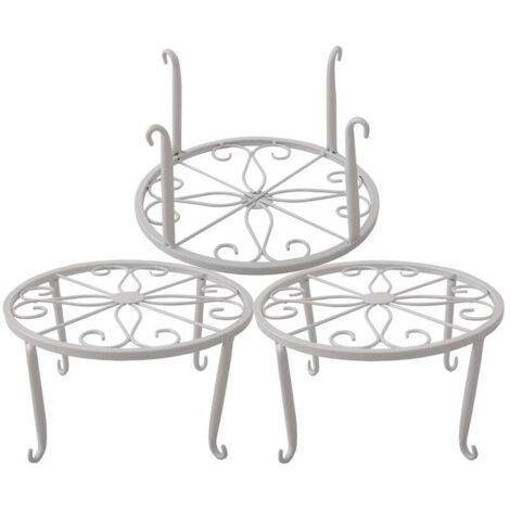 Support de pot de chambre en métal sur pied, en fer, lot de 3 (blanc)