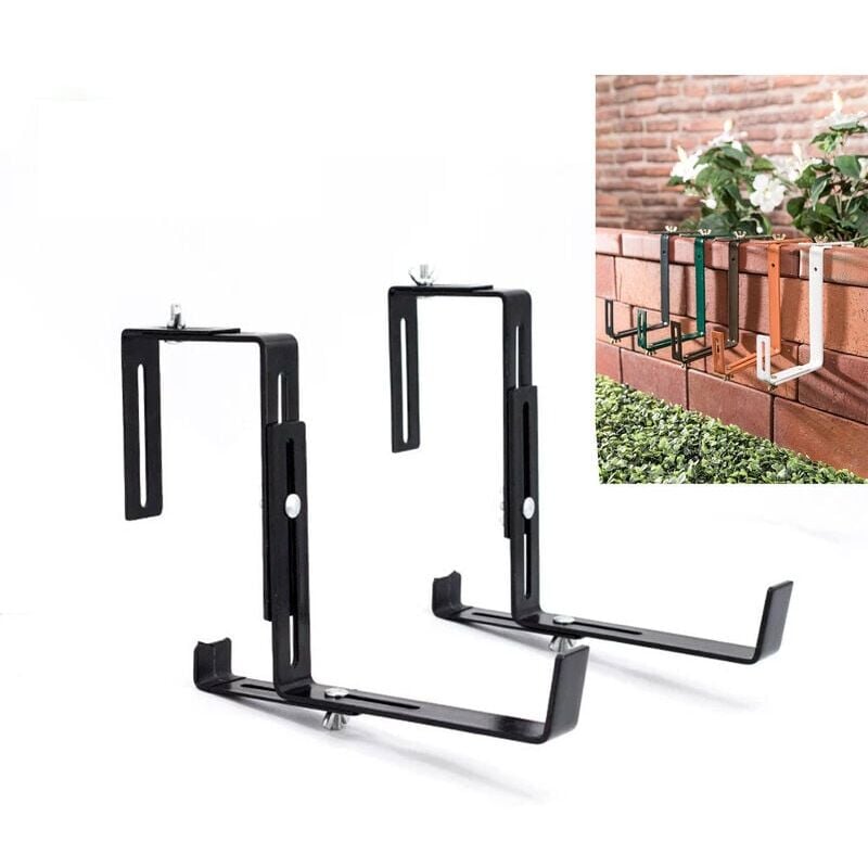 Support de pot de fleur anthracite – Support de boîte à fleurs robuste et réglable en largeur – Cintre de pot de fleur en métal pour balcon