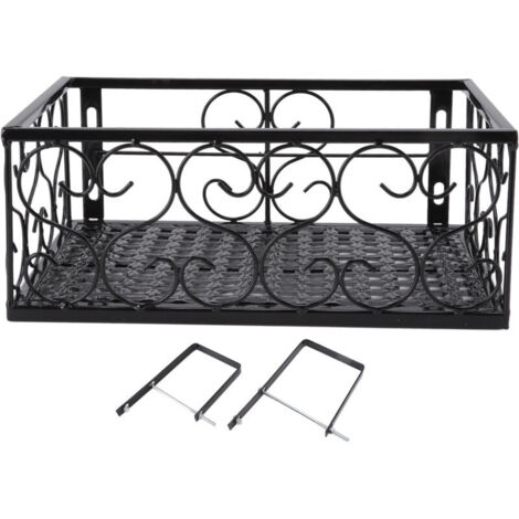 Support de pot de fleur de balcon étagère décorative en fer épais pour balustrade de patio avec supports pour rebord de fenêtre applicable à une balustrade de 105 cm/41 pouces