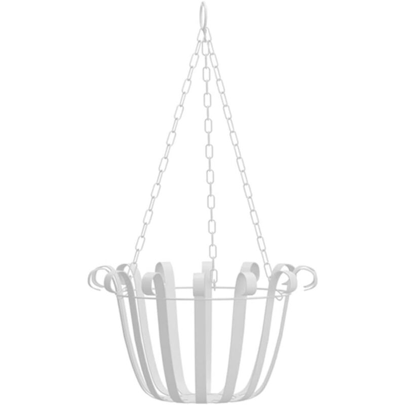 support de pot de fleur suspendu en métal en fer forgé support de pot de fleur pour extérieur intérieur terrasse balcon maison (blanc)