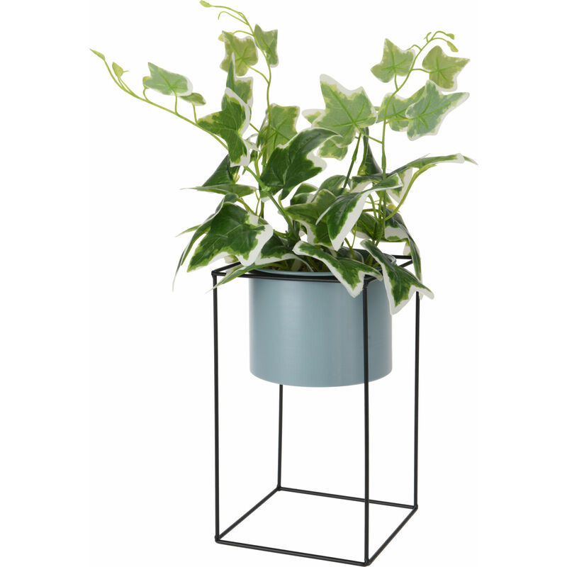 Spetebo - Support de pot de fleurs avec plante artificielle - 44x14 cm - couleur : turquoise