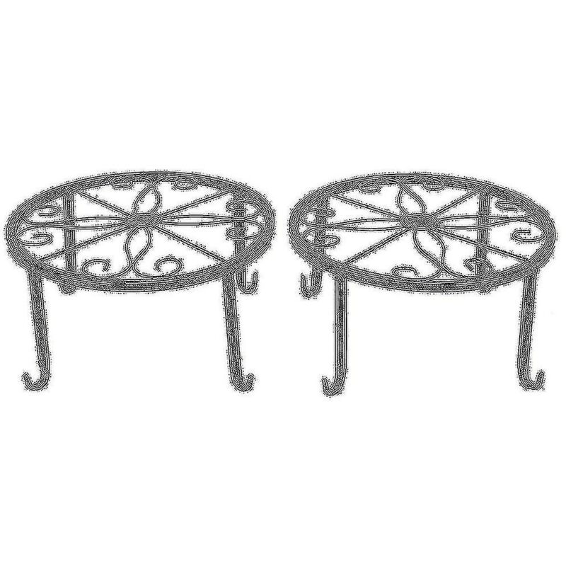 Support de pot de fleurs lourd de 12 pouces, 2, dessous de plat pour pot d'art, support de pot en fer massif, support de pot de jardin décoratif