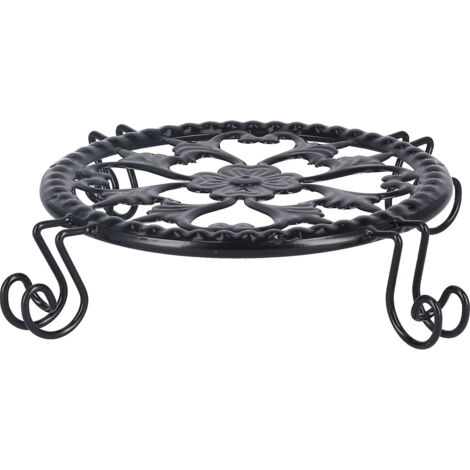 Support de Pot de Fleurs Noir Élégant Léger et Stable en Fer Forgé pour Salon Balcon Bureau