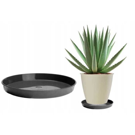 Support de pot de fleurs rond en plastique 35 cm graphite