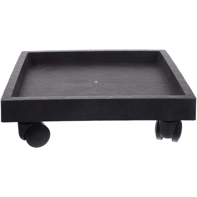 Support de pot de fleurs roulant avec plateau et roulettes - Noir robuste
